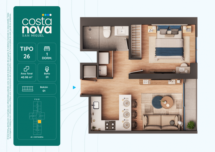 Plano del modelo 26 del proyecto Costanova en San Miguel