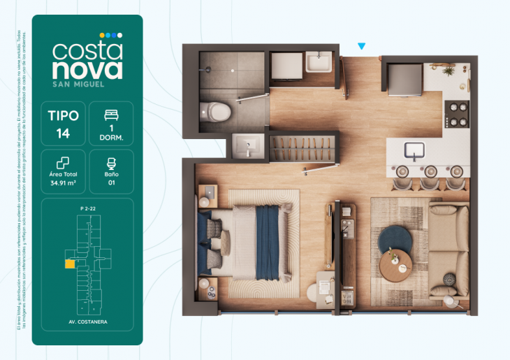 Plano del modelo 14 del proyecto Costanova en San Miguel
