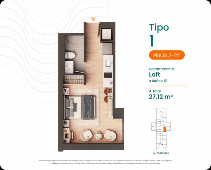 Plano del modelo 1 del proyecto Costanova en San Miguel