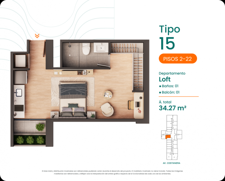 Plano del modelo 15 del proyecto Costanova en San Miguel