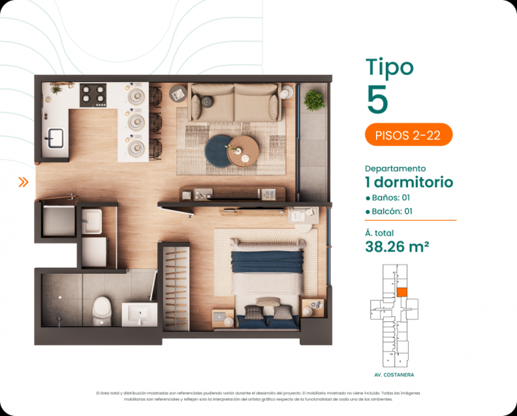 Plano del modelo 5 del proyecto Costanova en San Miguel