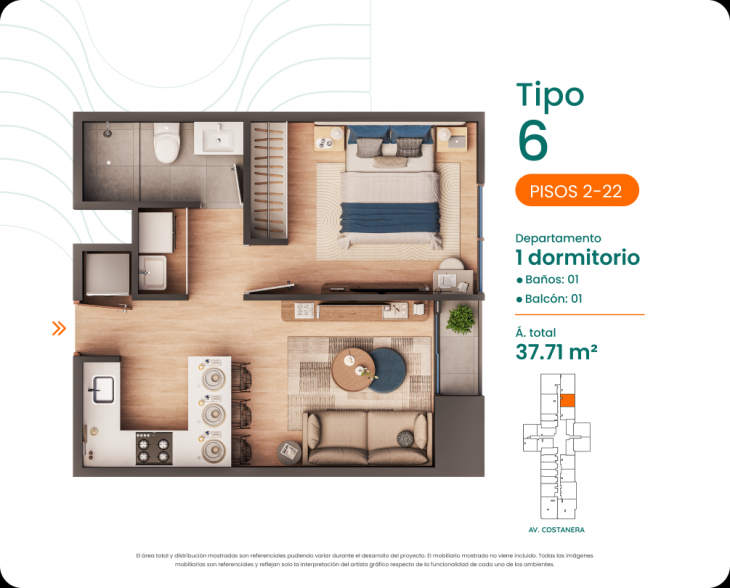 Plano del modelo 6 del proyecto Costanova en San Miguel