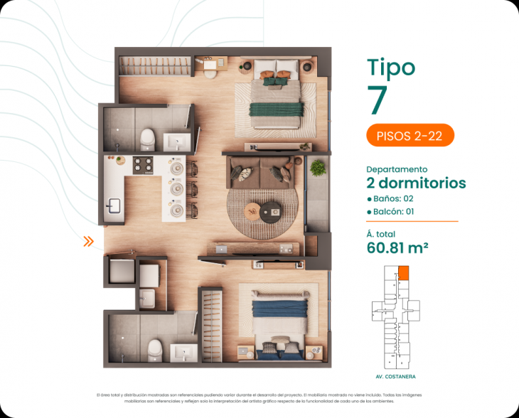 Plano del modelo 7 del proyecto Costanova en San Miguel