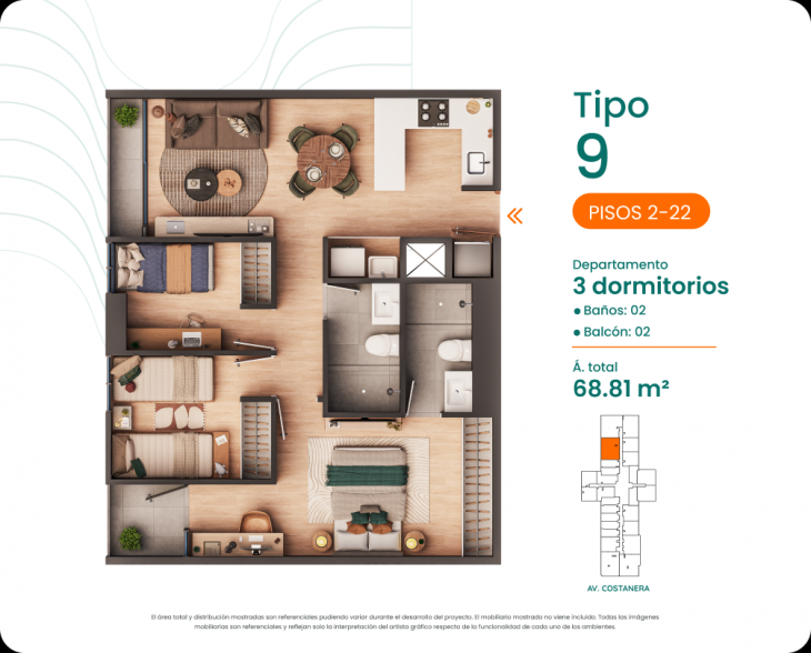 Plano del modelo 9 del proyecto Costanova en San Miguel