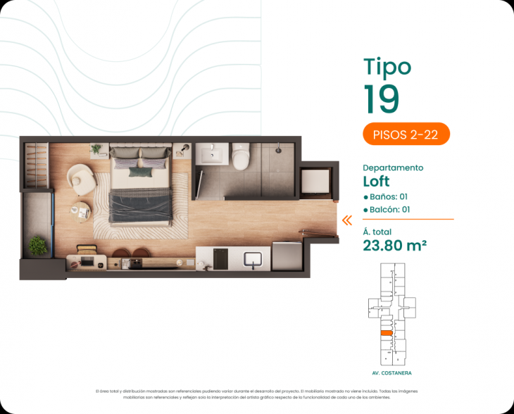 Plano del modelo 19 del proyecto Costanova en San Miguel