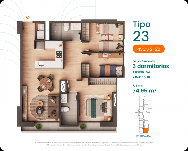 Plano del modelo 23 del proyecto Costanova en San Miguel