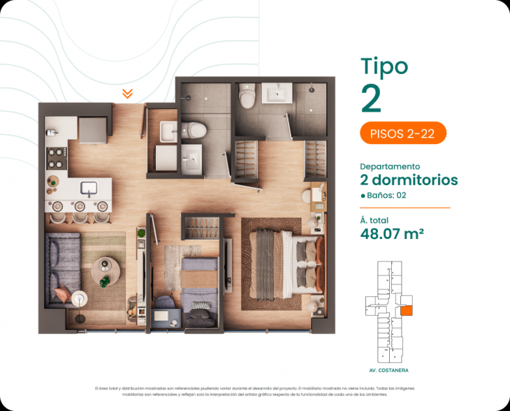 Plano del modelo 2 del proyecto Costanova en San Miguel