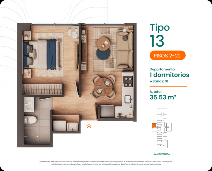 Plano del modelo 13 del proyecto Costanova en San Miguel