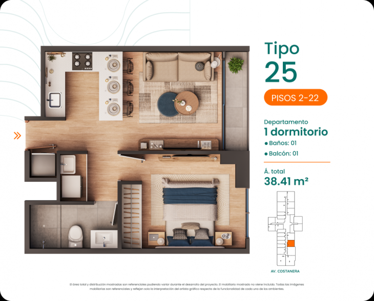 Plano del modelo 25 del proyecto Costanova en San Miguel