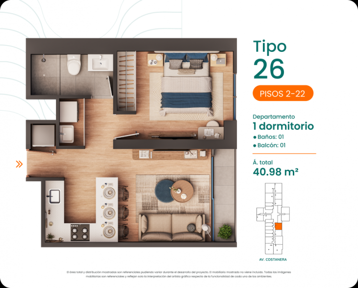 Plano del modelo 26 del proyecto Costanova en San Miguel