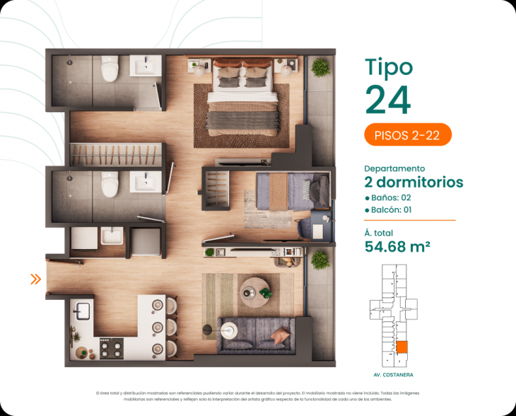 Plano del modelo 24 del proyecto Costanova en San Miguel