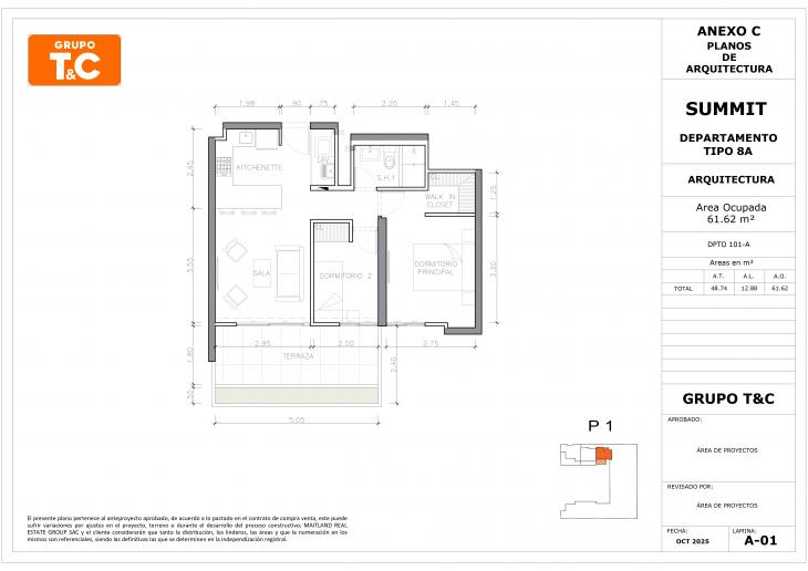 Plano del modelo 8A del proyecto THE SUMMIT en San Isidro