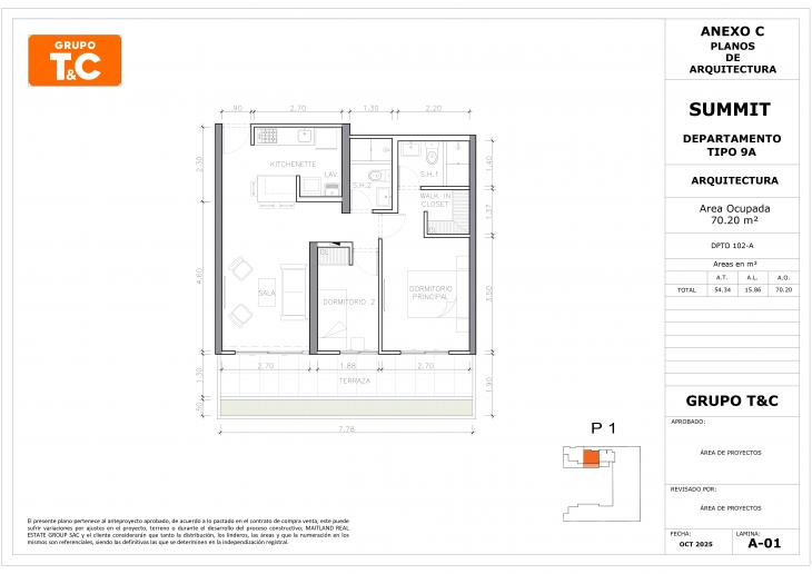 Plano del modelo 9A del proyecto THE SUMMIT en San Isidro
