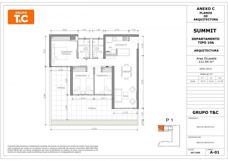 Plano del modelo 10A del proyecto THE SUMMIT en San Isidro