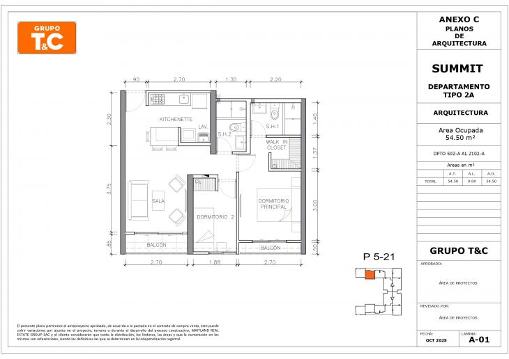 Plano del modelo 2A del proyecto THE SUMMIT en San Isidro