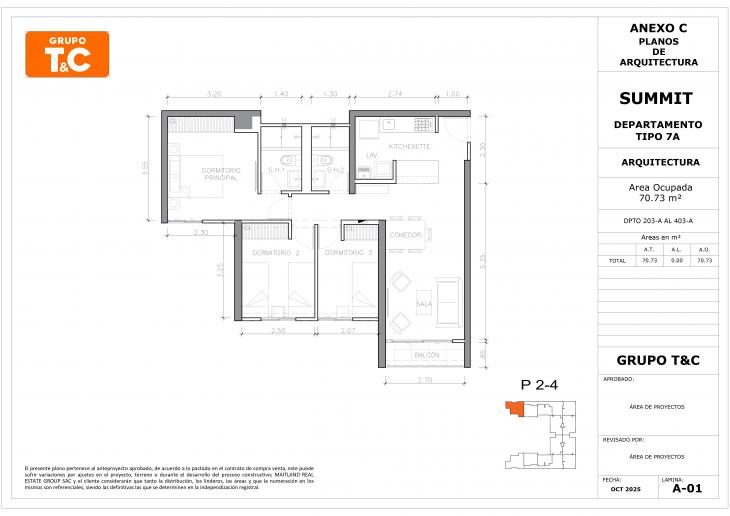 Plano del modelo 7A del proyecto THE SUMMIT en San Isidro