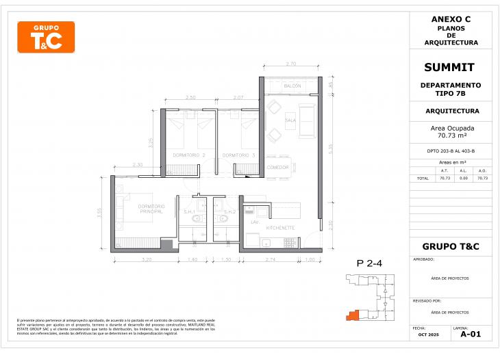 Plano del modelo 7B del proyecto THE SUMMIT en San Isidro