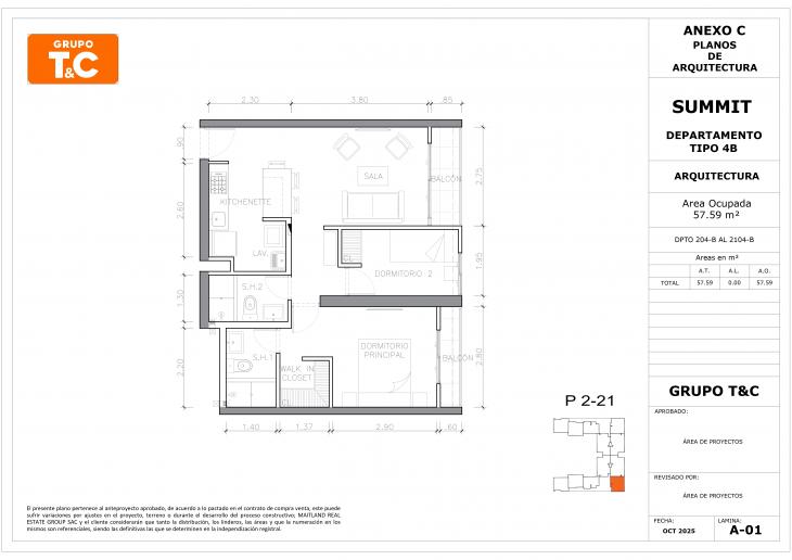 Plano del modelo 4B del proyecto THE SUMMIT en San Isidro