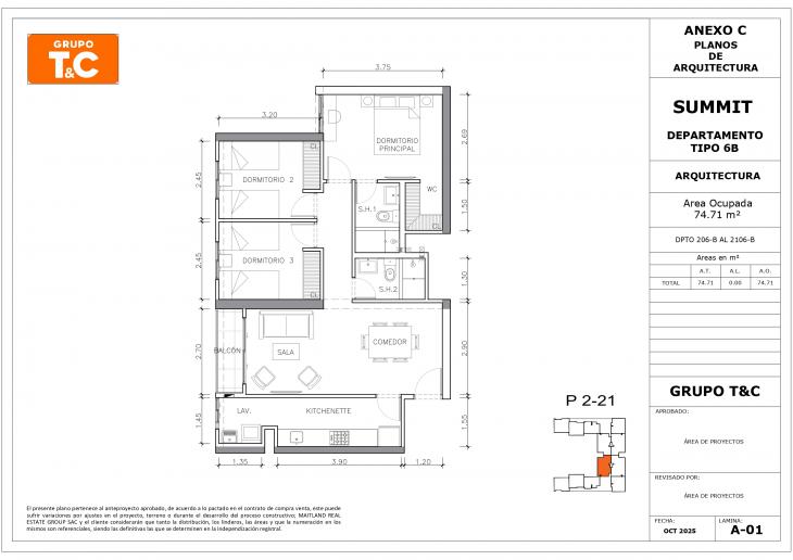 Plano del modelo 6B del proyecto THE SUMMIT en San Isidro