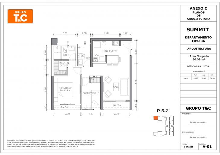 Plano del modelo 3A del proyecto THE SUMMIT en San Isidro