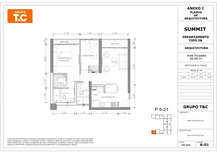 Plano del modelo 3B del proyecto THE SUMMIT en San Isidro