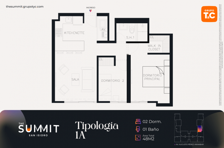 Plano del modelo 1A del proyecto THE SUMMIT en San Isidro