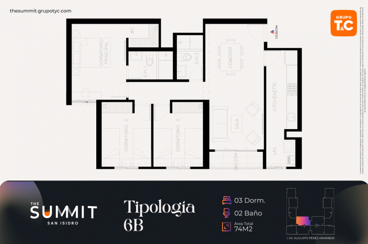 Plano del modelo 6B del proyecto THE SUMMIT en San Isidro