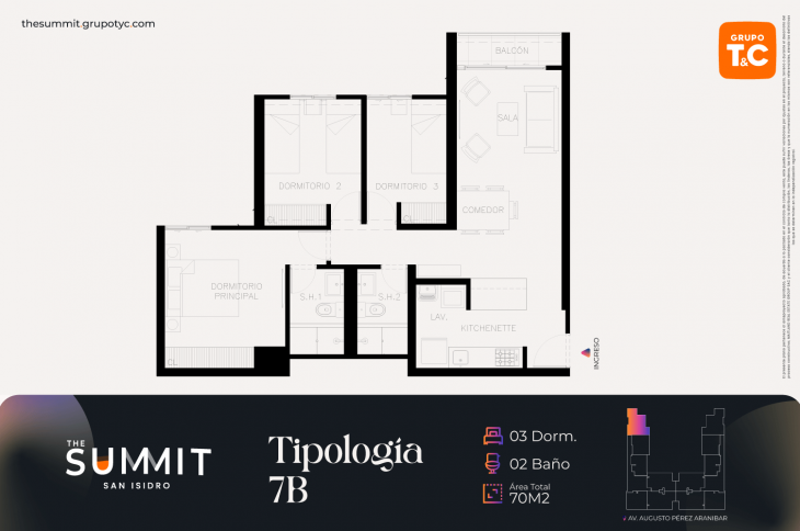 Plano del modelo 7B del proyecto THE SUMMIT en San Isidro