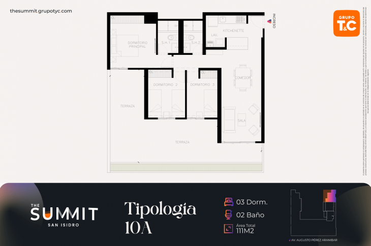 Plano del modelo 10A del proyecto THE SUMMIT en San Isidro