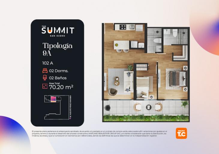 Plano del modelo 9A del proyecto THE SUMMIT en San Isidro