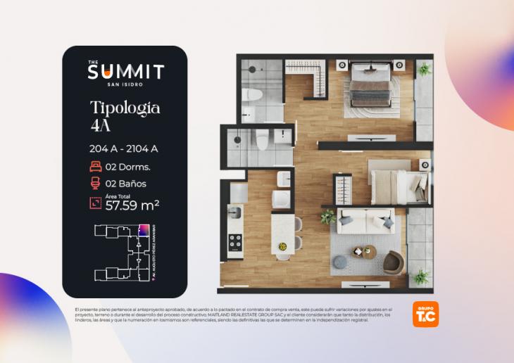 Plano del modelo 4A del proyecto THE SUMMIT en San Isidro