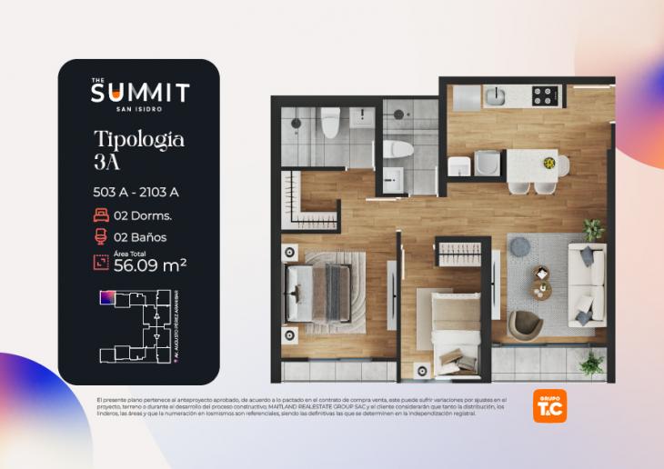 Plano del modelo 3A del proyecto THE SUMMIT en San Isidro