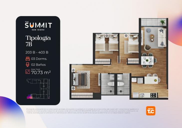 Plano del modelo 7B del proyecto THE SUMMIT en San Isidro