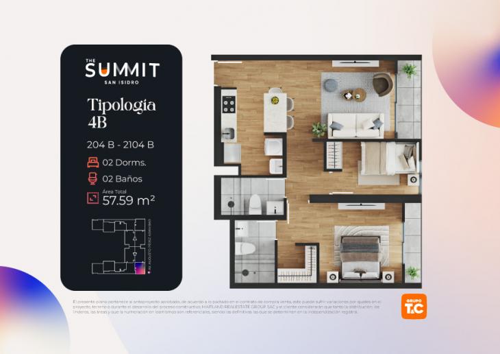 Plano del modelo 4B del proyecto THE SUMMIT en San Isidro