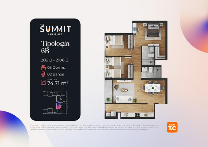 Plano del modelo 6B del proyecto THE SUMMIT en San Isidro