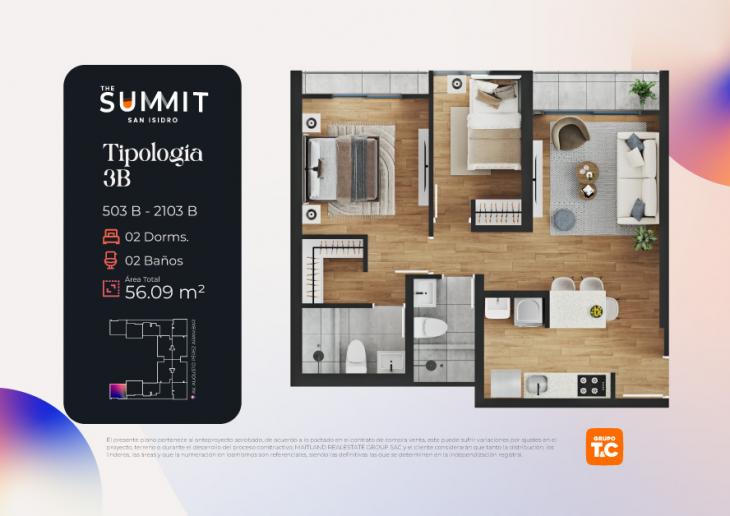 Plano del modelo 3B del proyecto THE SUMMIT en San Isidro