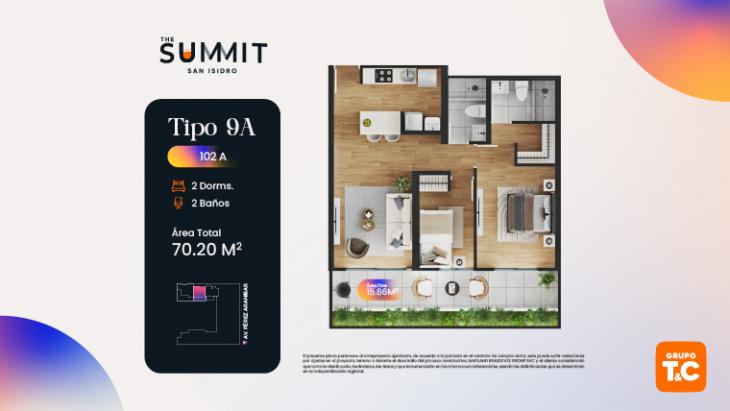 Plano del modelo 9A del proyecto THE SUMMIT en San Isidro