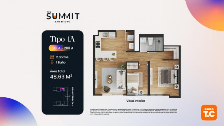 Plano del modelo 1A del proyecto THE SUMMIT en San Isidro