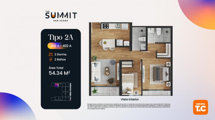 Plano del modelo 2A del proyecto THE SUMMIT en San Isidro
