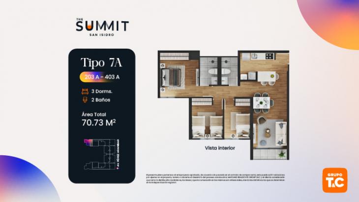 Plano del modelo 7A del proyecto THE SUMMIT en San Isidro