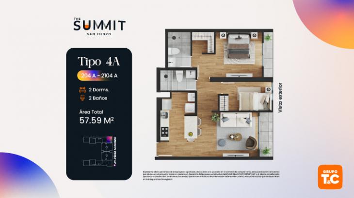 Plano del modelo 4A del proyecto THE SUMMIT en San Isidro