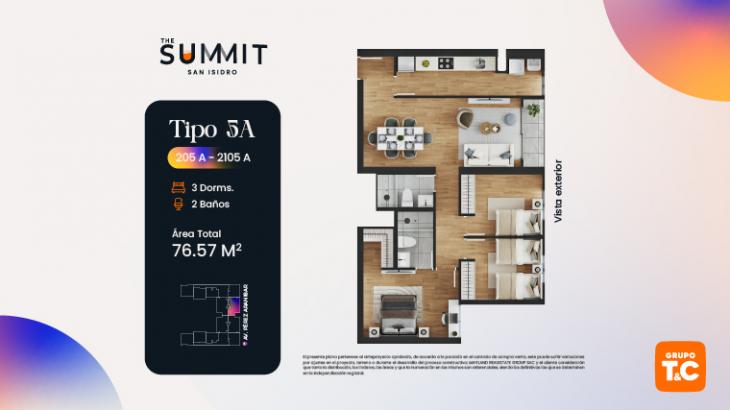 Plano del modelo 5A del proyecto THE SUMMIT en San Isidro