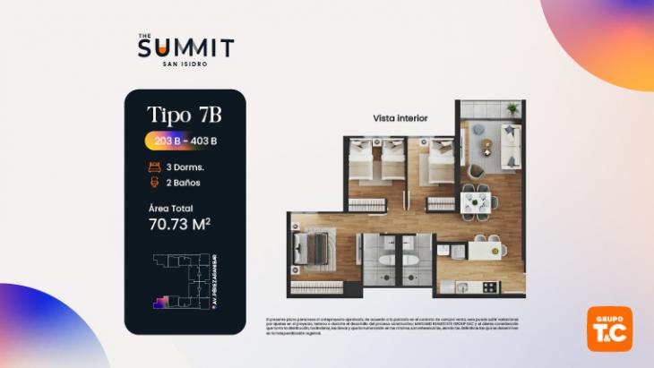 Plano del modelo 7B del proyecto THE SUMMIT en San Isidro