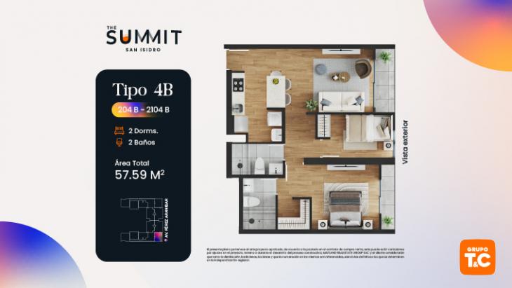 Plano del modelo 4B del proyecto THE SUMMIT en San Isidro