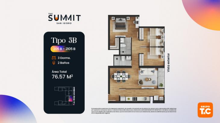 Plano del modelo 5B del proyecto THE SUMMIT en San Isidro