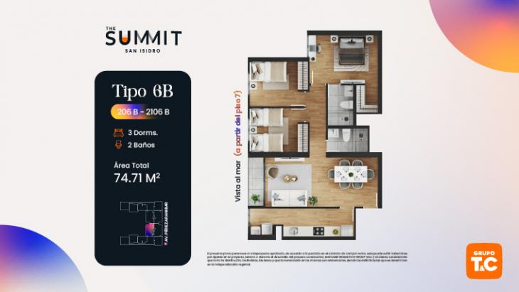 Plano del modelo 6B del proyecto THE SUMMIT en San Isidro