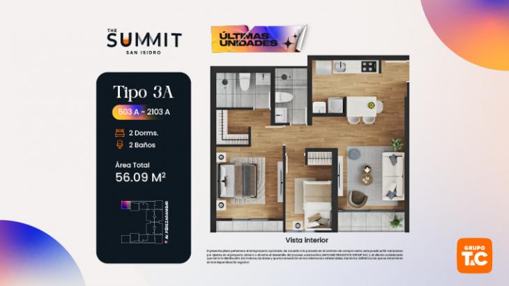Plano del modelo 3A del proyecto THE SUMMIT en San Isidro