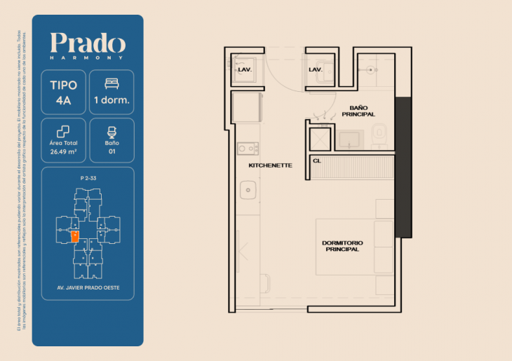 Plano del modelo 4A del proyecto PRADO HARMONY en San Isidro