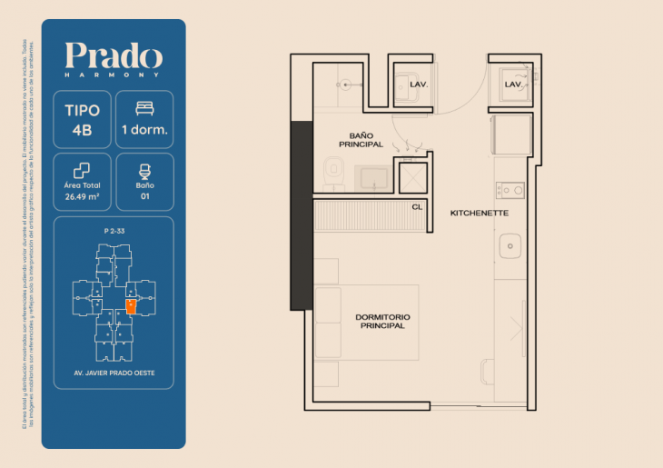 Plano del modelo 4B del proyecto PRADO HARMONY en San Isidro