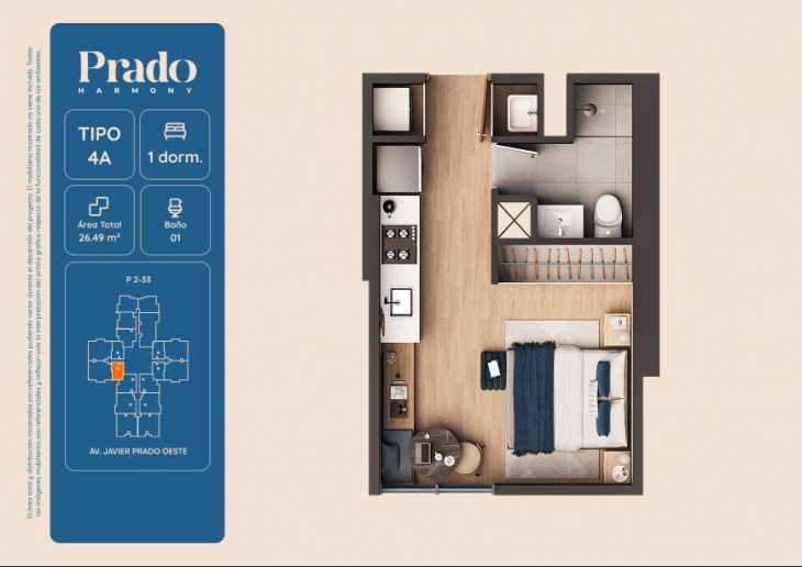 Plano del modelo 4A del proyecto PRADO HARMONY en San Isidro
